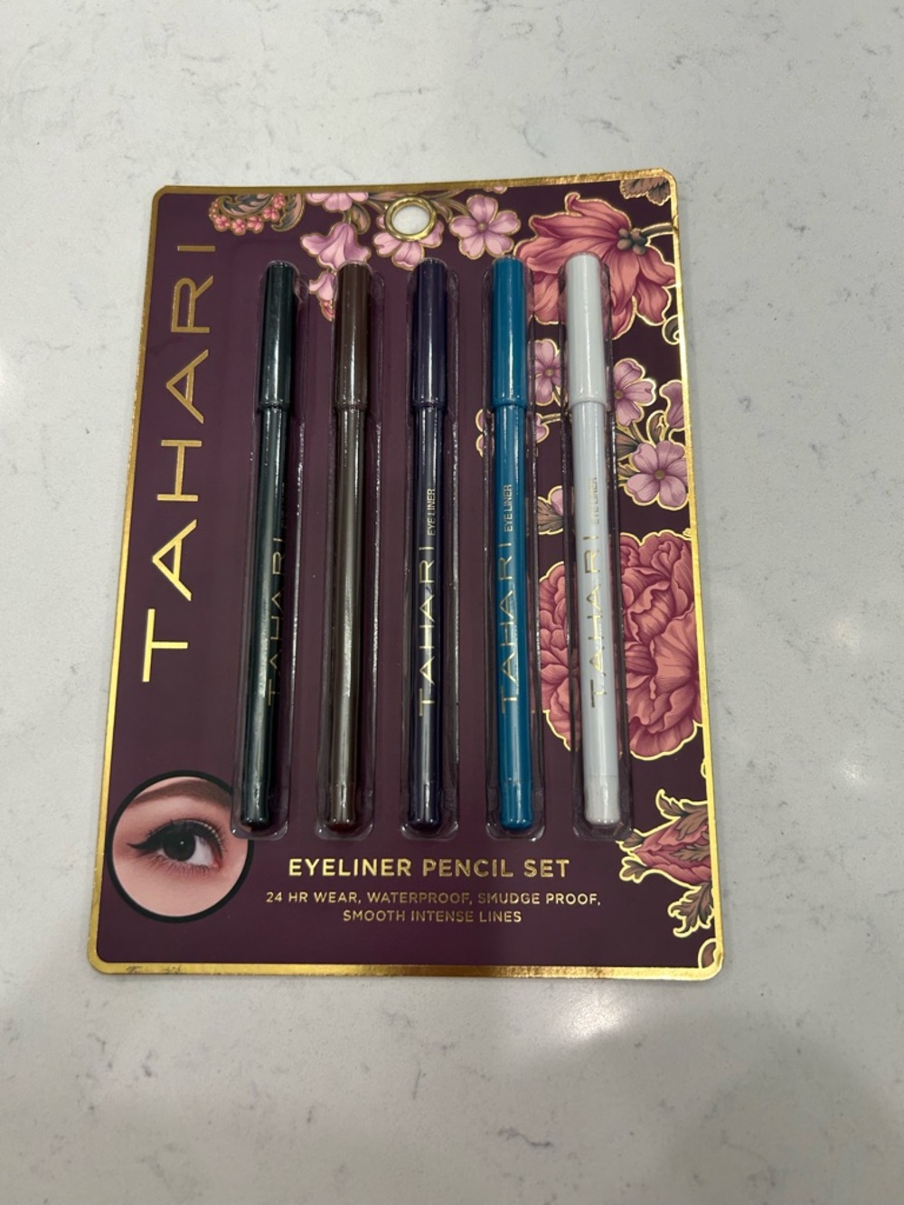 Tahari 5-Piece Eyeliner Pencil Set - Black, Brown, Plum, Teal, White